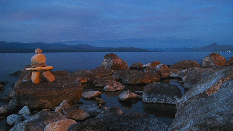 Inukshuk built by Mark and Alain in Bariloche, Patagonia, Argentina on March 3rd 2008, in honour of John Leighton Briggs.
